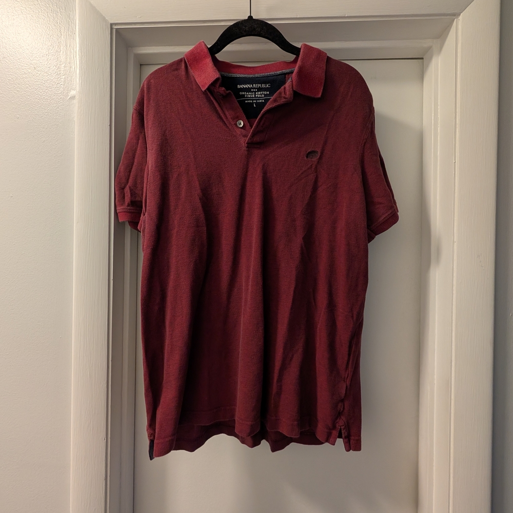 Banana Republic Men's Dark Red Polo Shirt